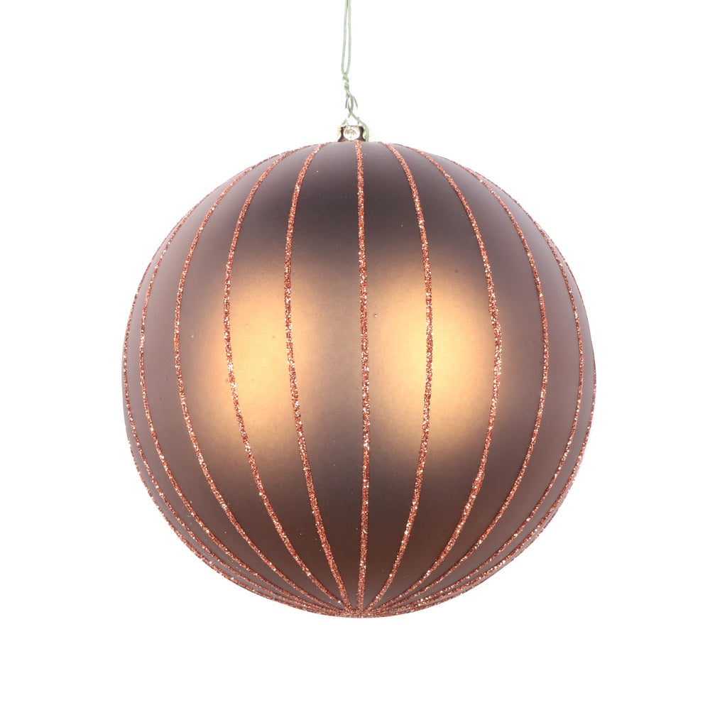5" Mocha Matte Glitter Ball Ornament