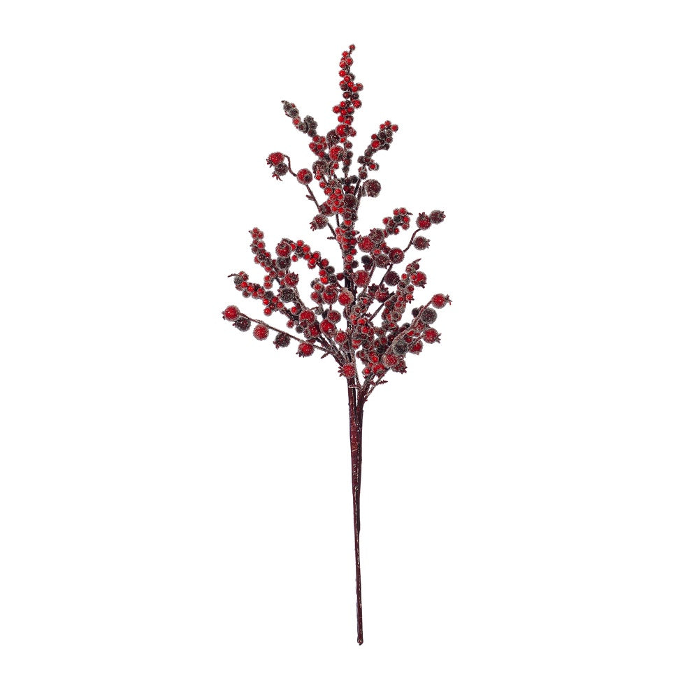 24" Icy Red & Burgundy Berry Spray