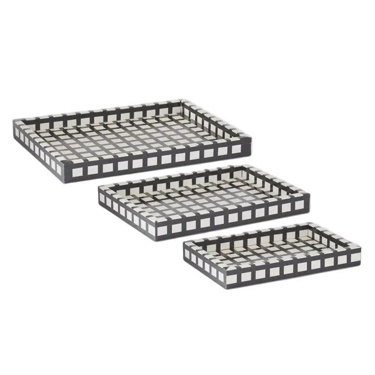 Black & Cream Check Tiled Tray | 3 Sizes