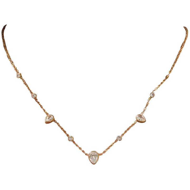 18K Gold Teardrop Crystal Necklace