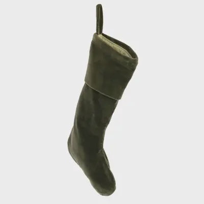 Velvet Christmas Stocking – Sage Green