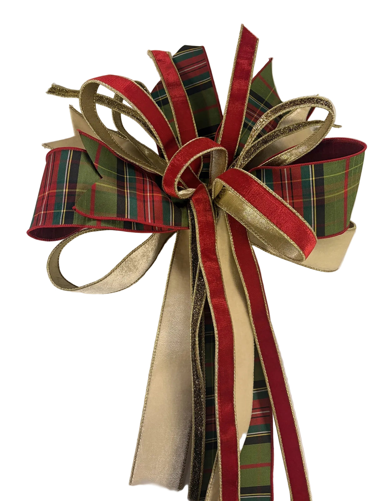 Christmas Plaid Bow with Tails Approx. 24"L x 16"W