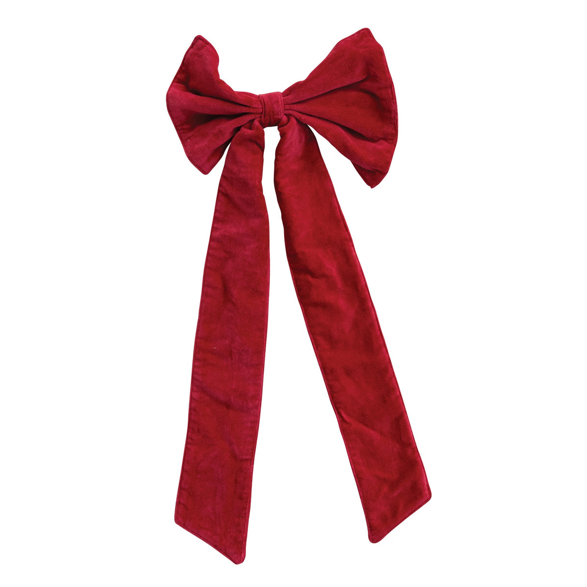 Cotton Velvet Clip-On Bow – Red