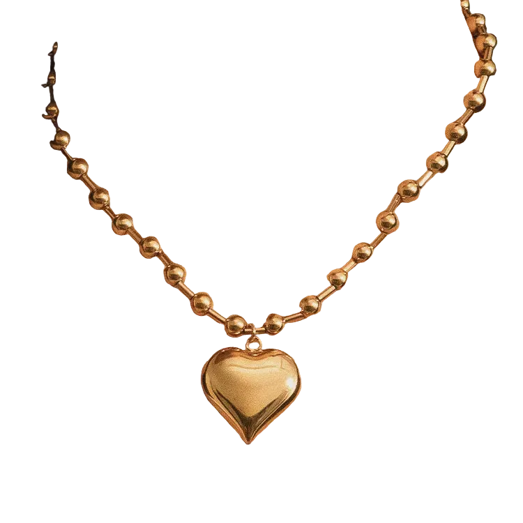Paris 18K Gold Non-Tarnish Large Heart Chain Necklace