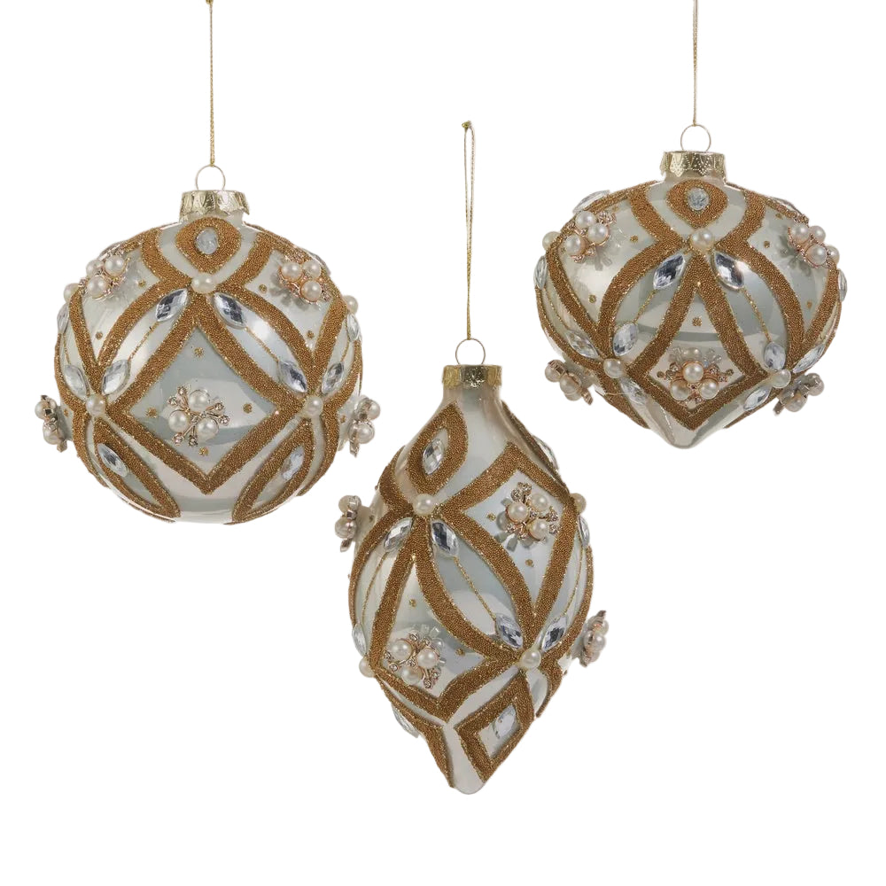 4" Pearl Jewel Embellished Ornament - 3 Options