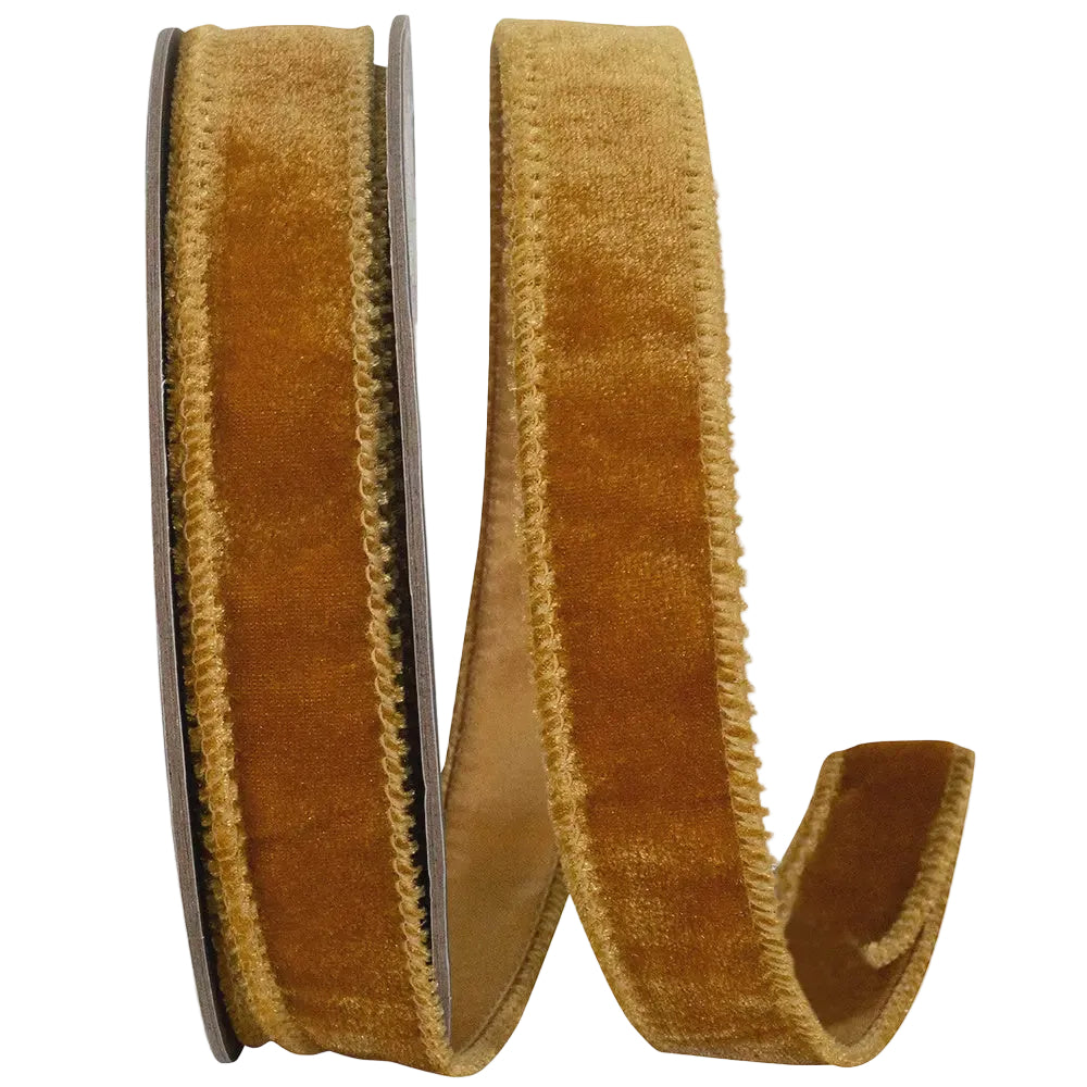 Luxe Plush Velvet Wired Edge Ribbon – Caramel | 1"