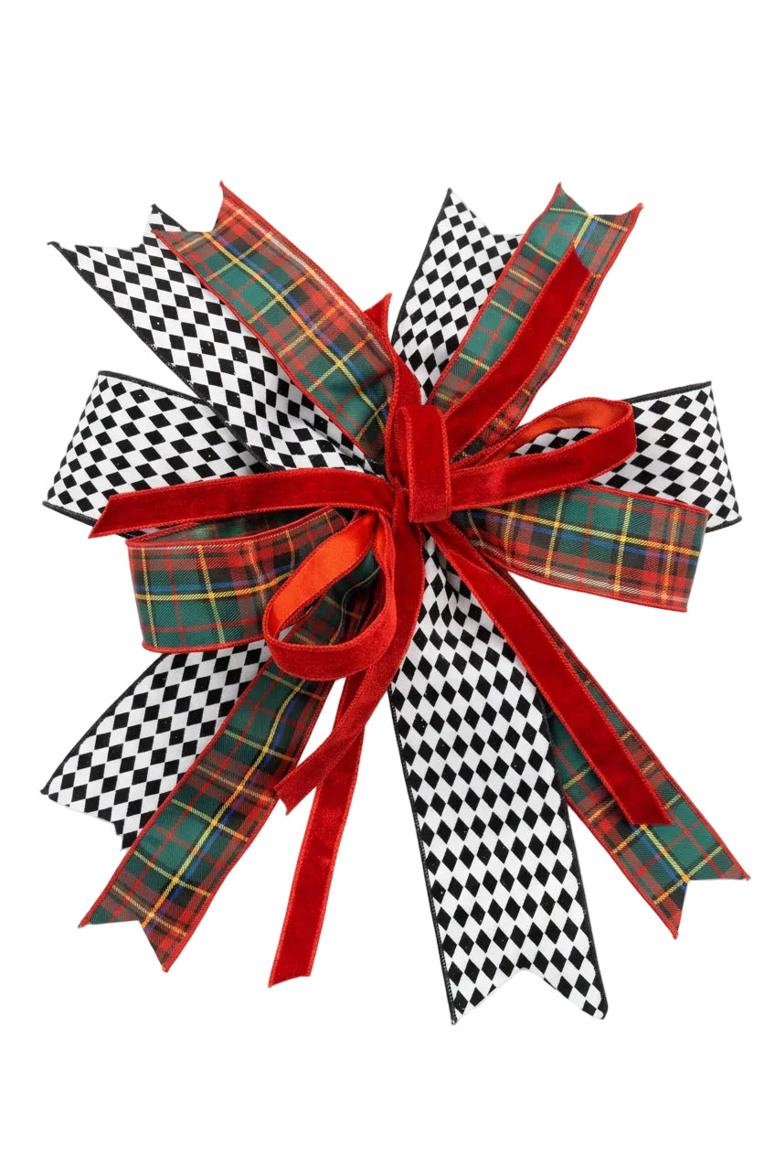 Checkered & Plaid Bow Approx. 16"L x 15" Wide