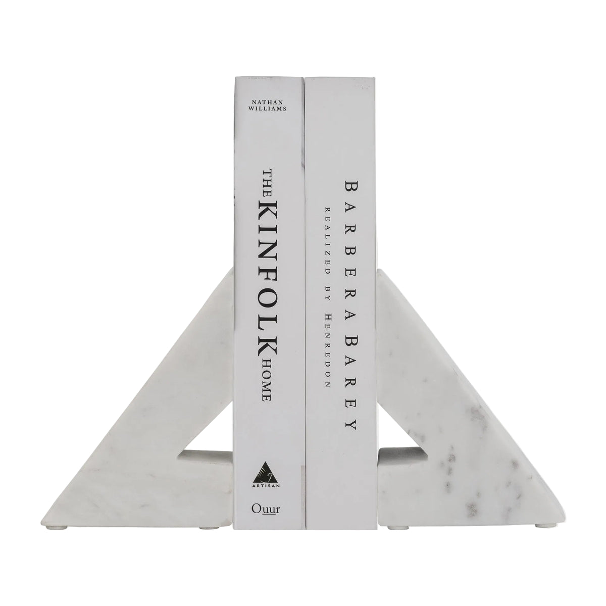 White Marble Right Triangle Bookends (Set of 2)