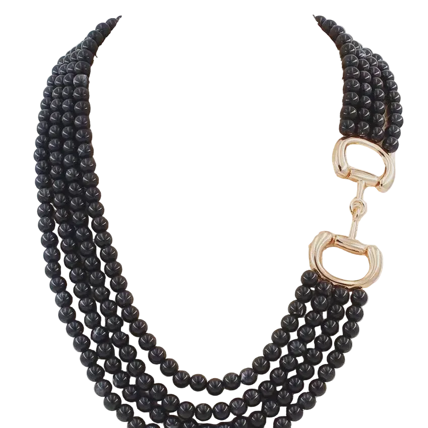 Black Multi-Strand Horsebit Necklace