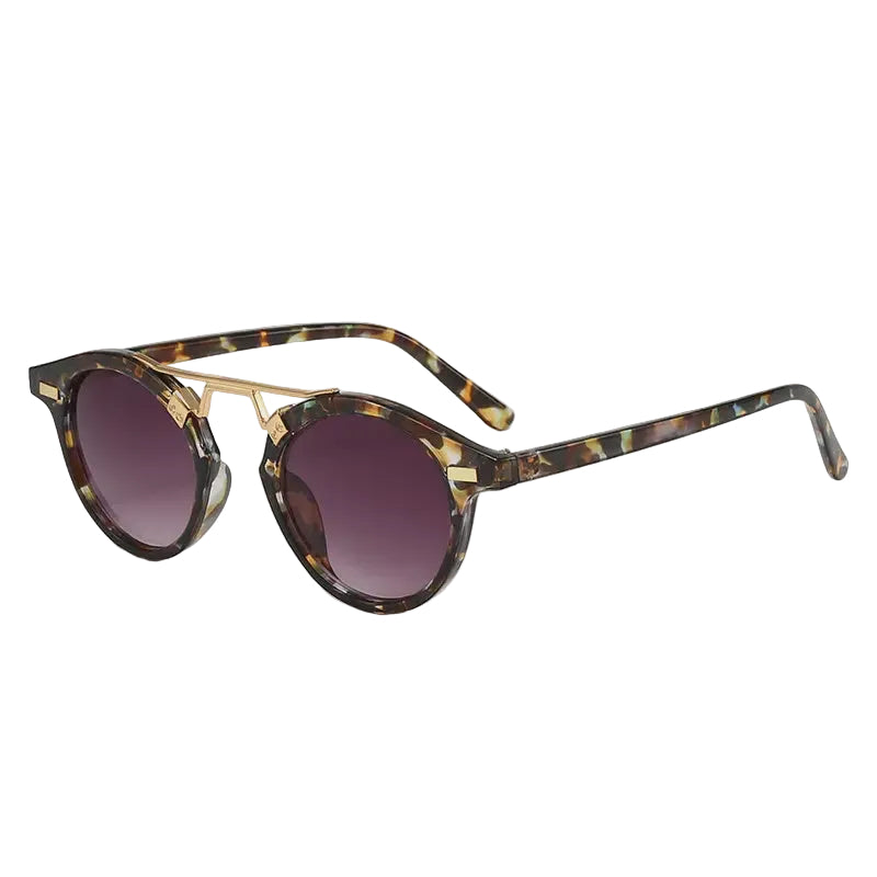 Fashionable Round-Frame Sunglasses – Tortoise