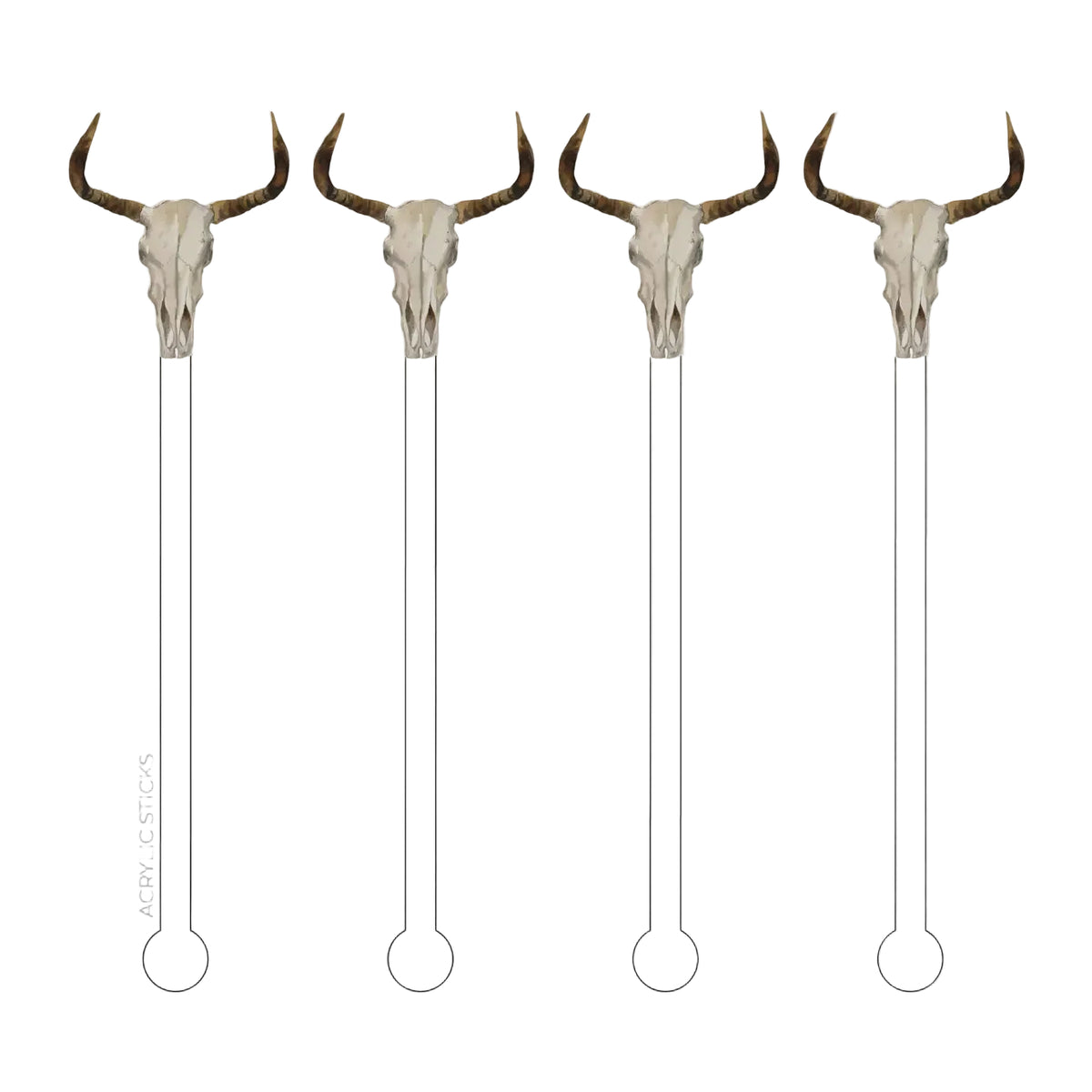Cow Skull Acrylic Stir Sticks