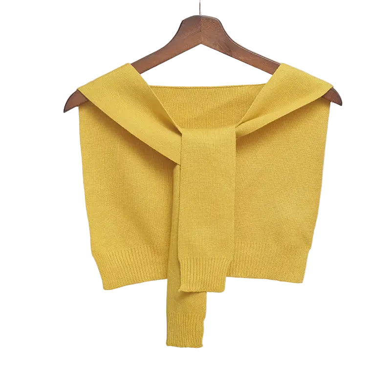 Knitted Crossed Solid Shawl – Mustard