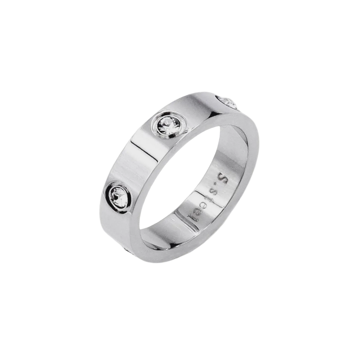 Stone Embellished Band Ring | Silver