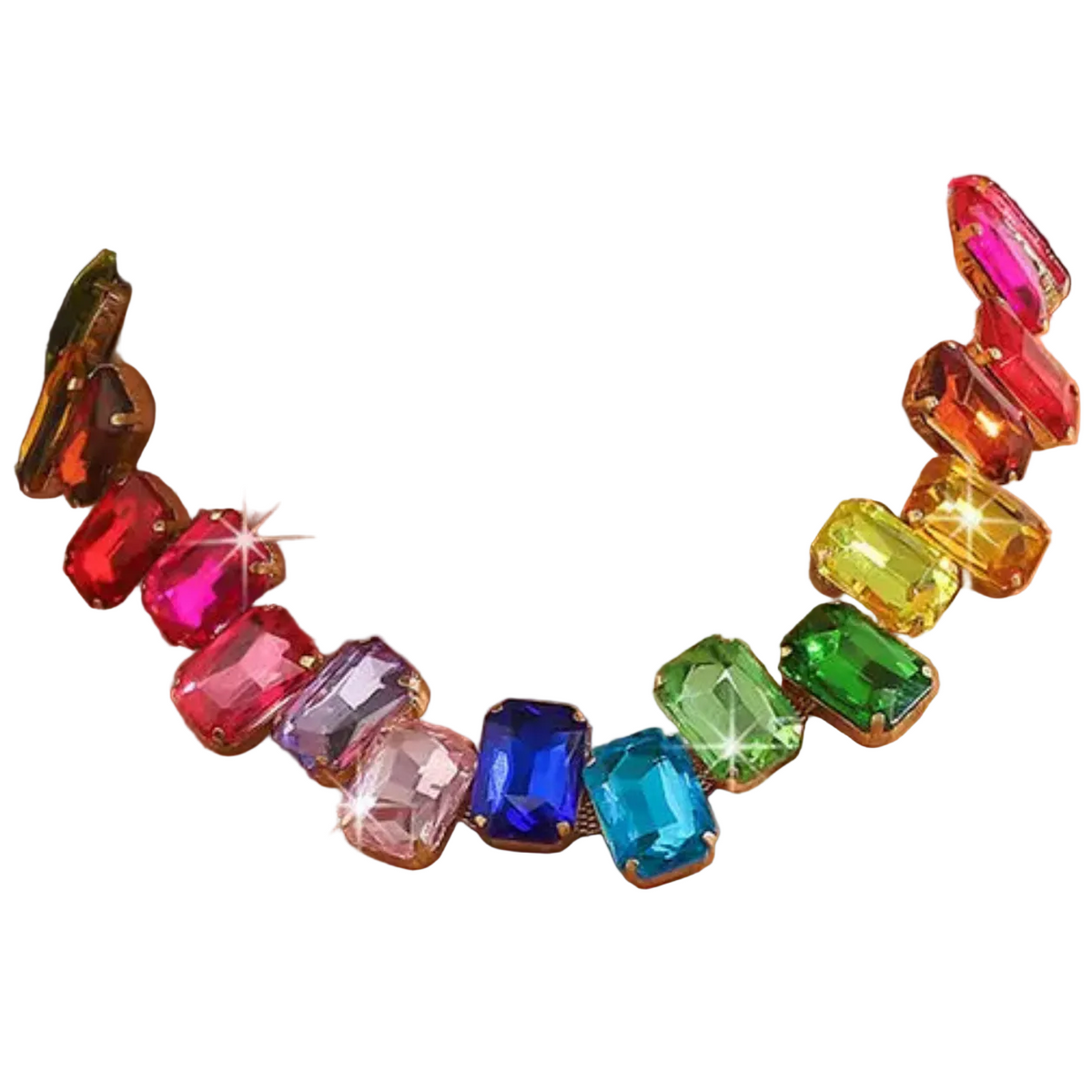 Rainbow Crystal Statement Necklace | Bold Color Jewelry