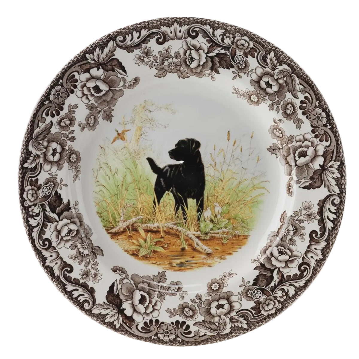Spode Woodland Dinner Plate 10.5" (Black Labrador Retriever)
