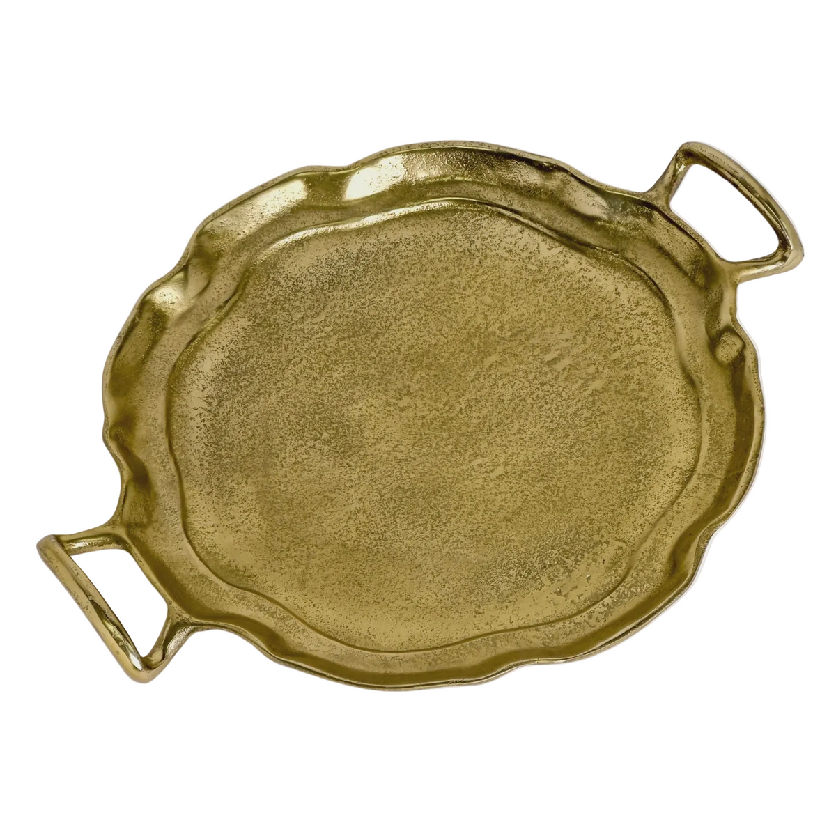 Gilded Round Tray with Handles – Gold Decorative Serving & Centerpiece Tray for Home Décor