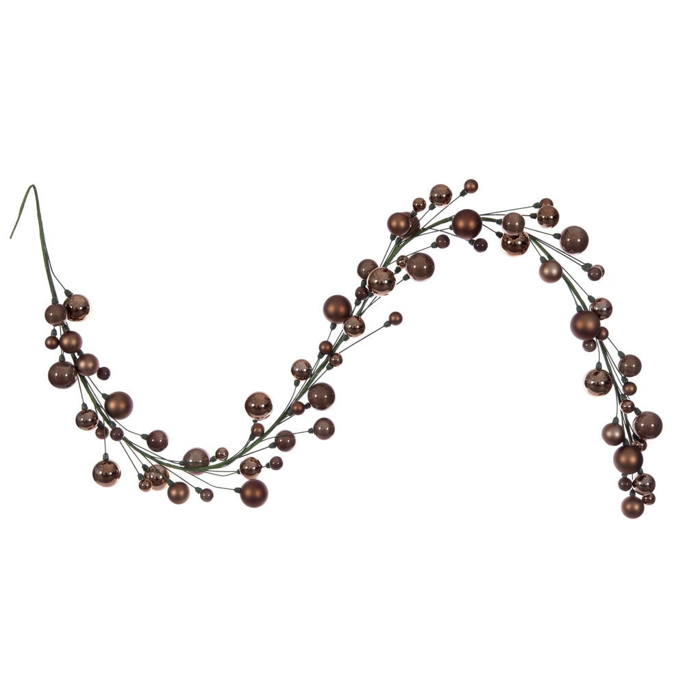 6' Mocha Matte & Shiny Pearl Ball Garland 1"-2"
