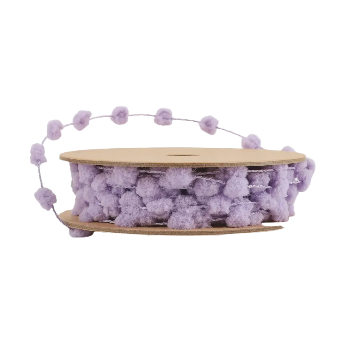 8mm Wired Pom Pom Trim – Lilac | 25 Yard Roll