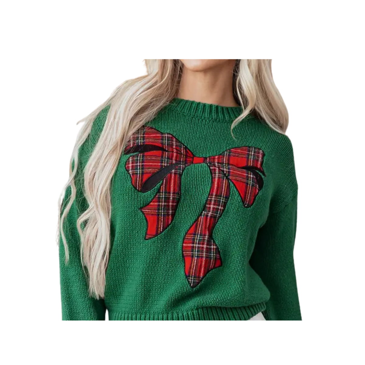 Plaid Bow Christmas Sweater