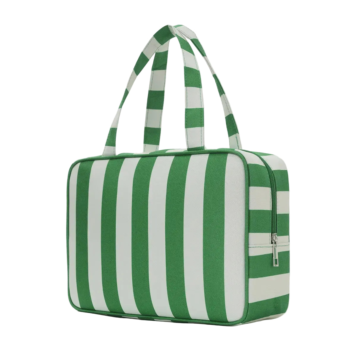 Large Storage Bag Striped Cosmetic Bag – Green & White