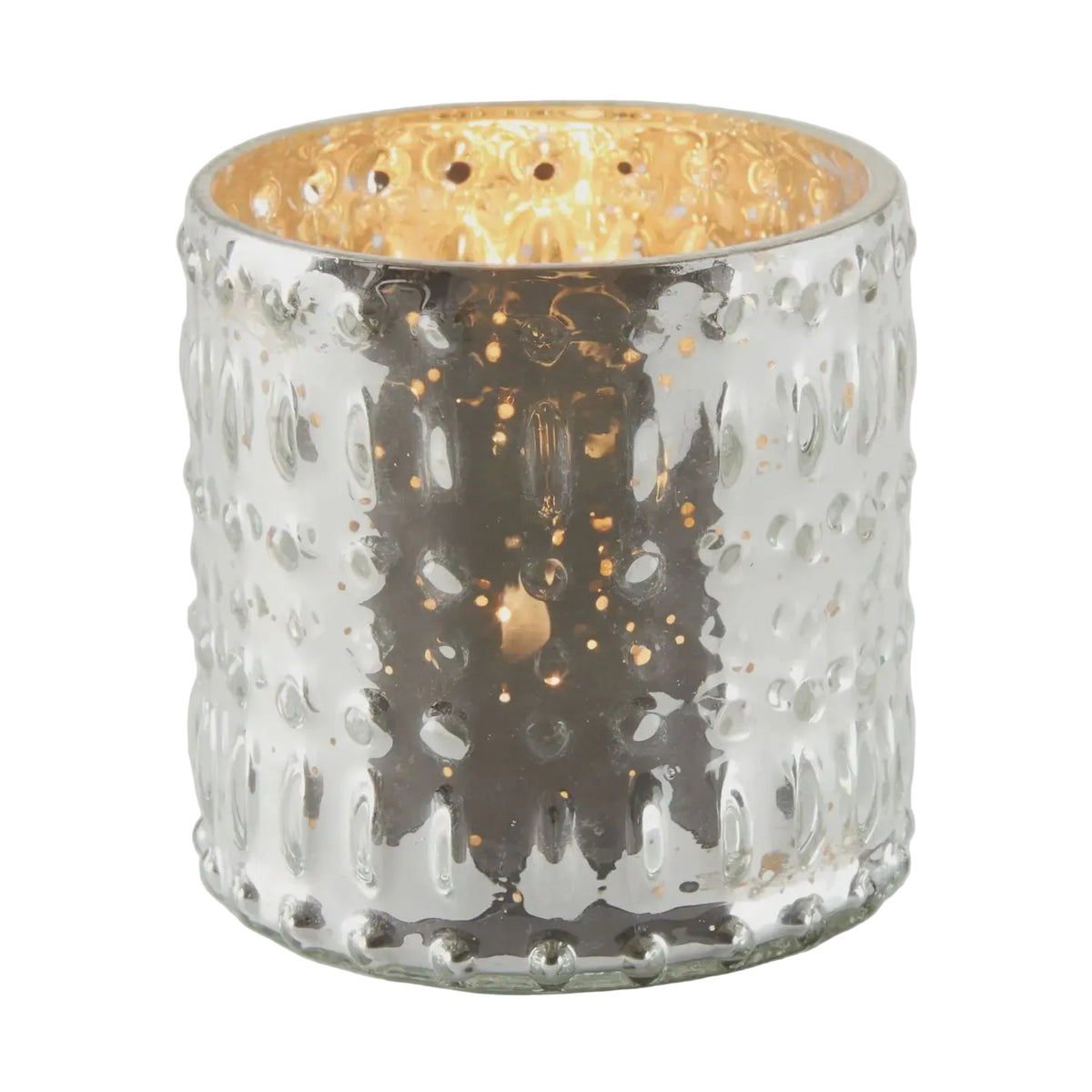 Mercury Glass Antique Silver Straight Votive Candle Holder