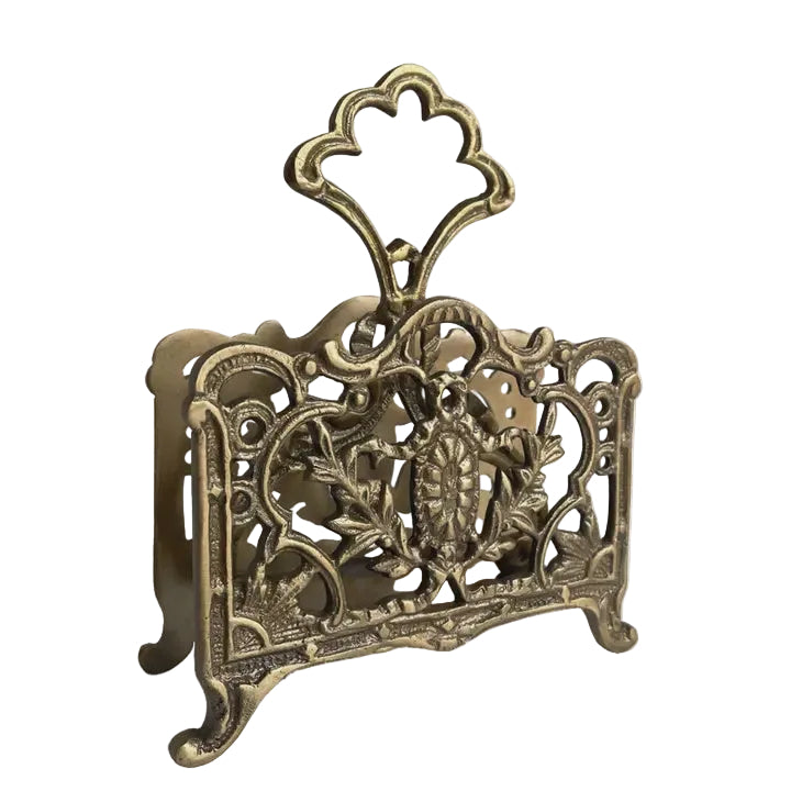 Antiqued Brass Napkin & Letter Holder | 5"