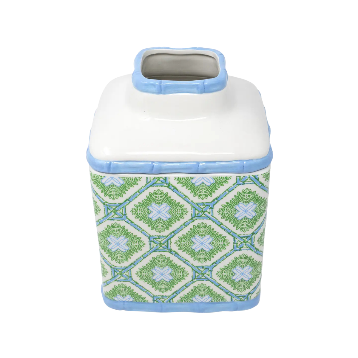 Bamboo Trellis Tissue Holder | Green & Blue