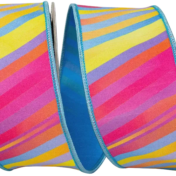 Surfside Sunset Stripe Deluxe Dupioni Backed Wired Edge