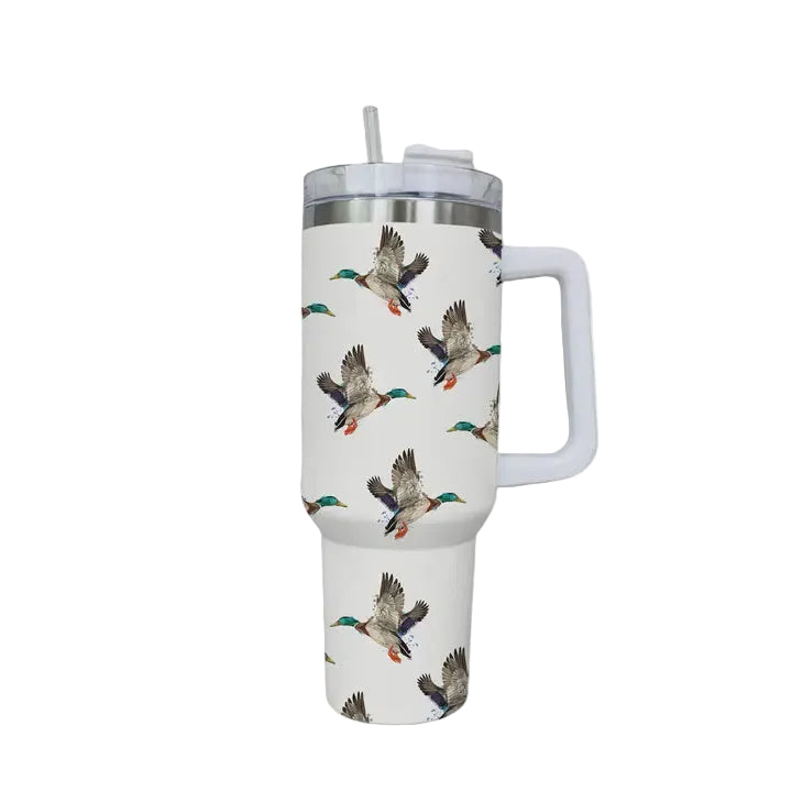 White Duck Tumbler with Handle