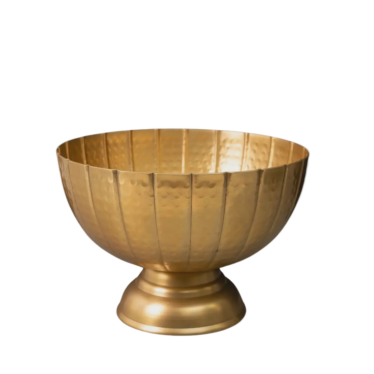 Grooved Gold Pedestal Bowl – 12"