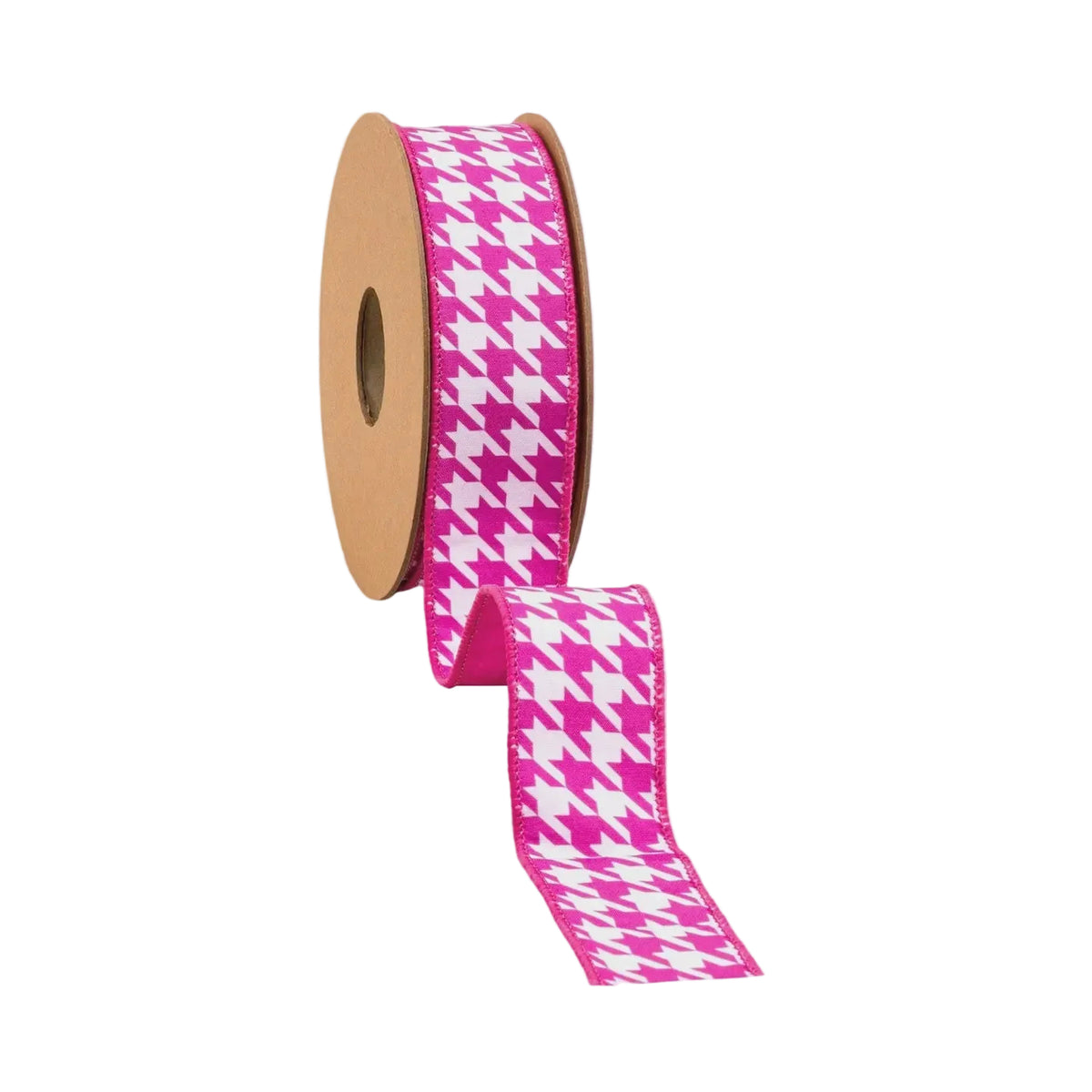 1 1/2" Pink & White Herringbone Wired Dupioni Ribbon – 10 Yard Roll