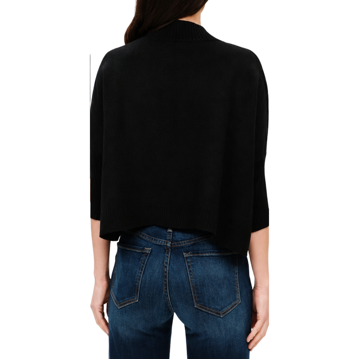 Funnel Neck 3/4 Length Sleeve Sweater