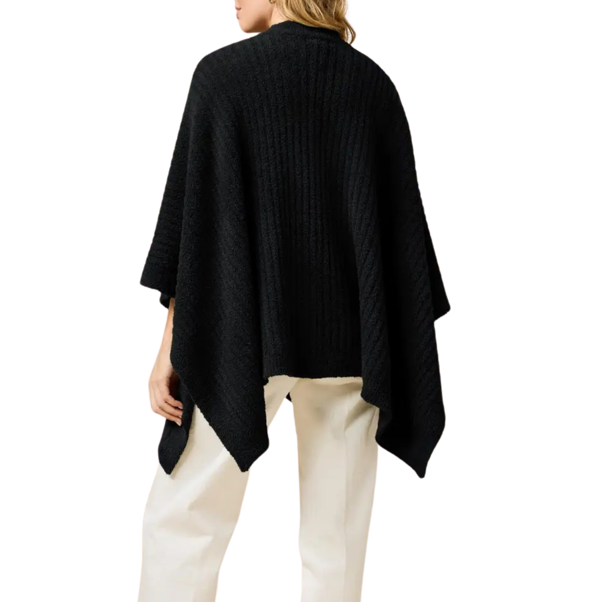 Solid Rib Marshmallow Shawl – Black