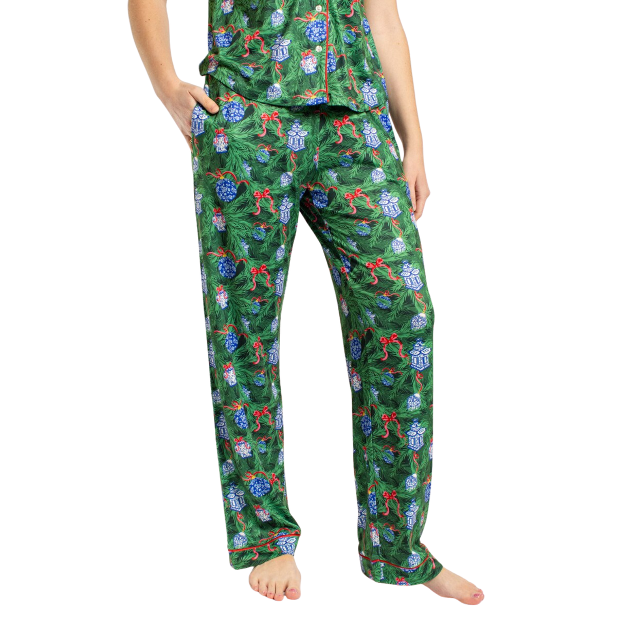 Spruce It Up Short Sleeve Button Up Sleep Shirt & Pants
