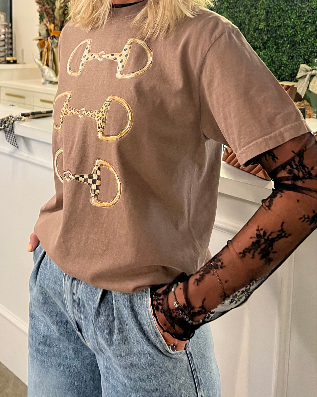 Mesh Lace High Neck Long Sleeve Fitted Top