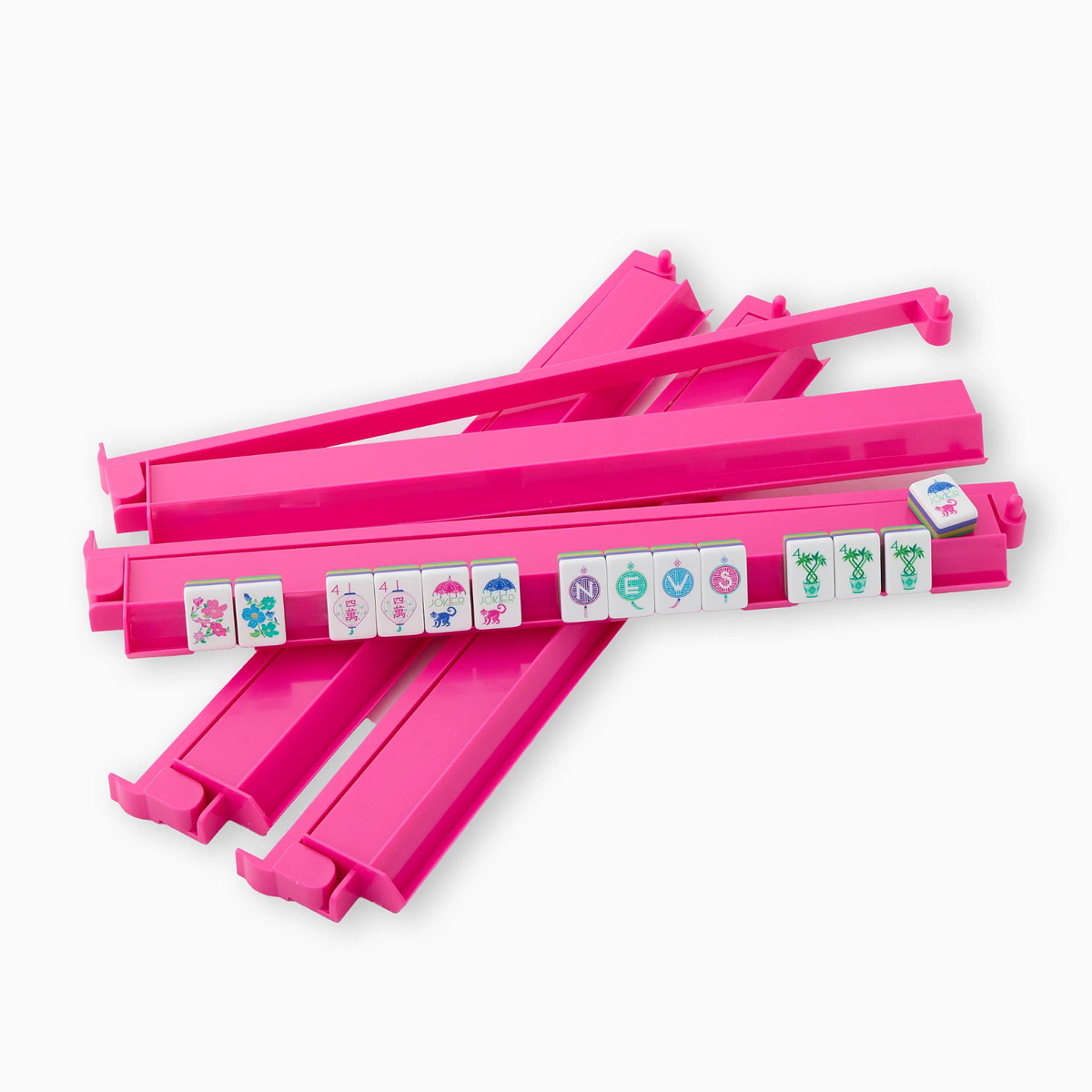 Hot Pink Acrylic Mahjong Rack and Pusher Set