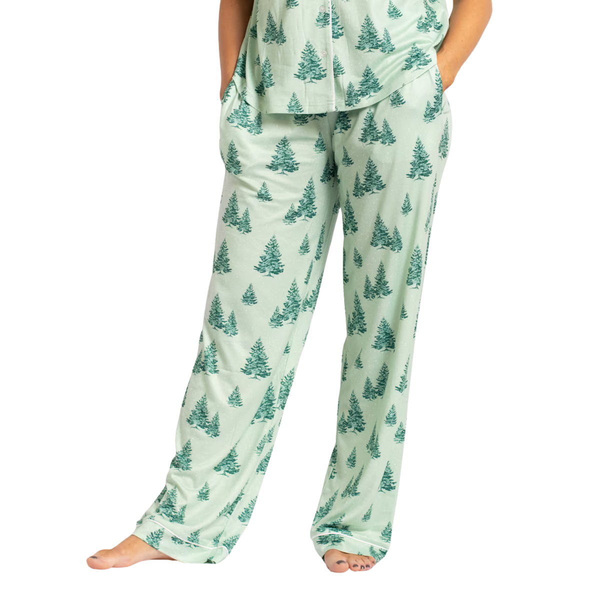 Evergreen Farm Short Sleeve Button Up Sleep Shirt & Pants