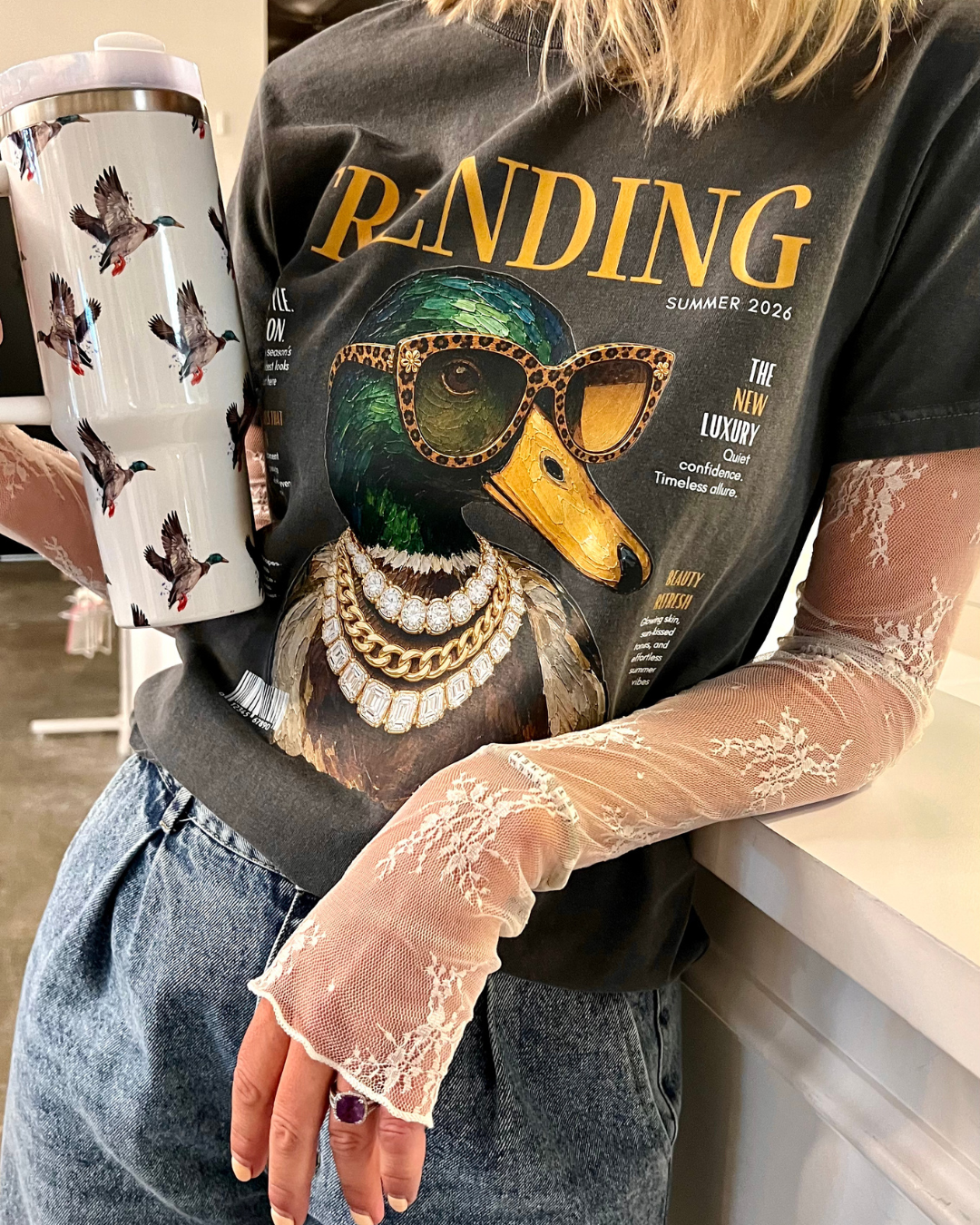 Mesh Lace High Neck Long Sleeve Fitted Top – Ivory