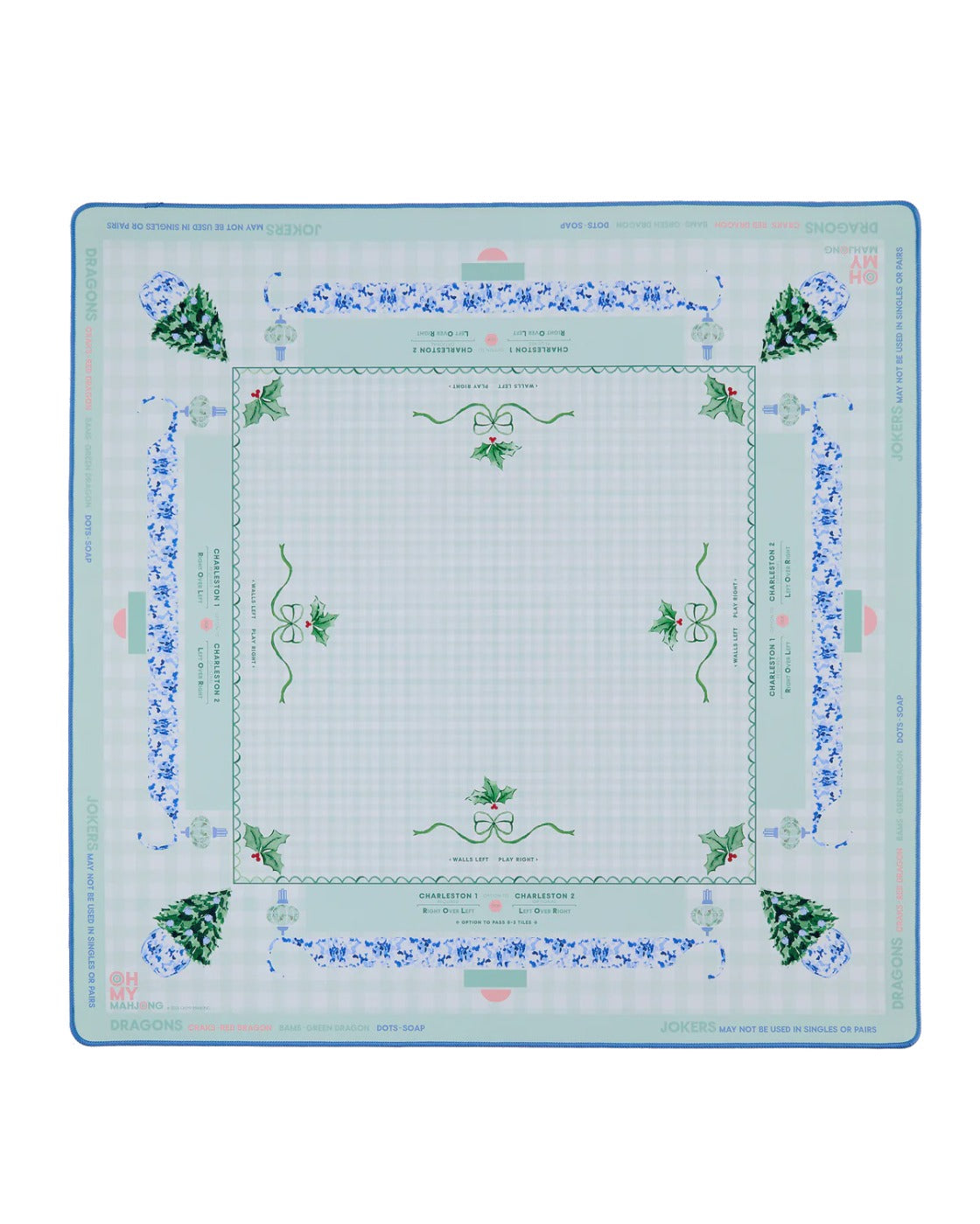 Holly Jolly Mahjong Mat with Storage Tube