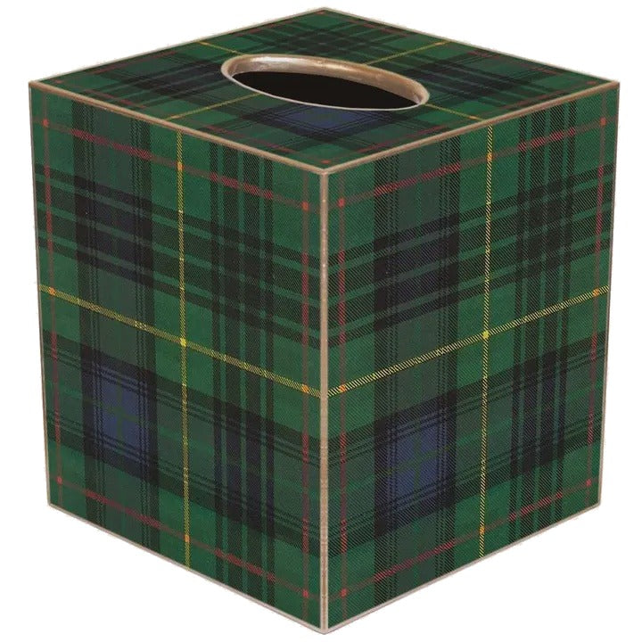 Green & Navy Tartan Plaid Tissue Box Cover