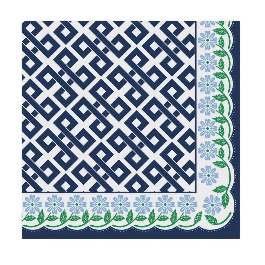 Floral Border Paper Cocktail Napkins | Pack of 20