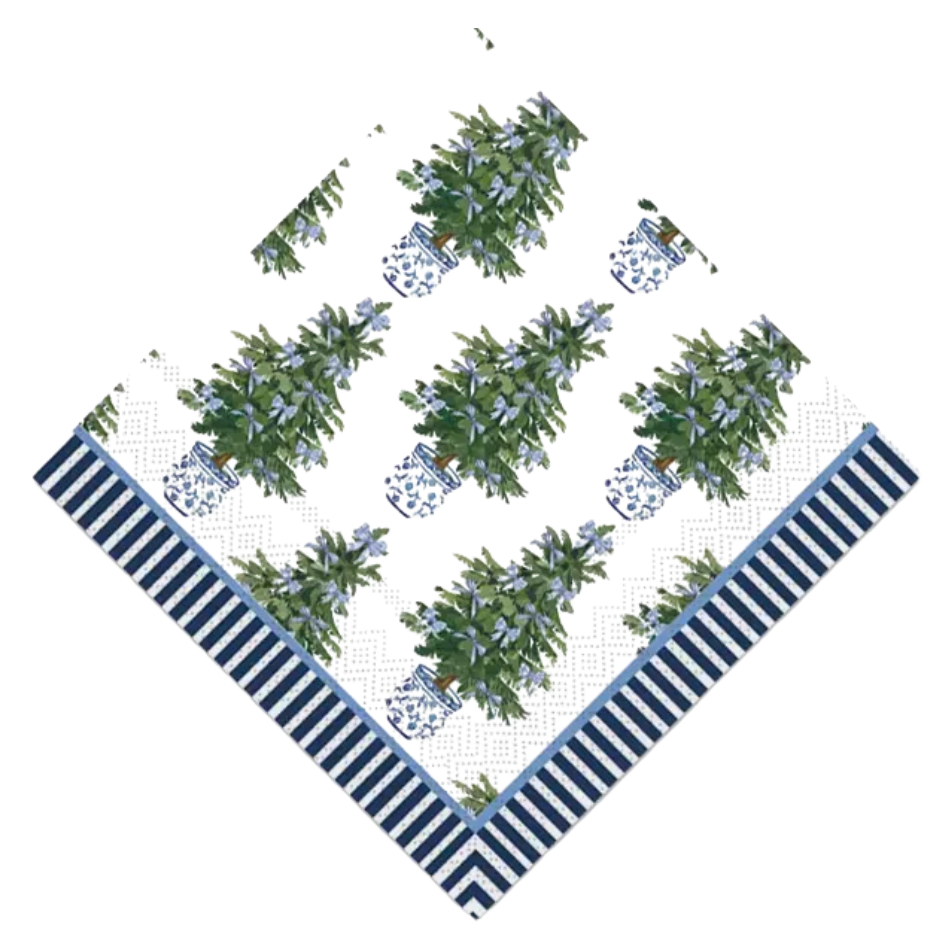 Blue Bow Trees Cocktail Napkins
