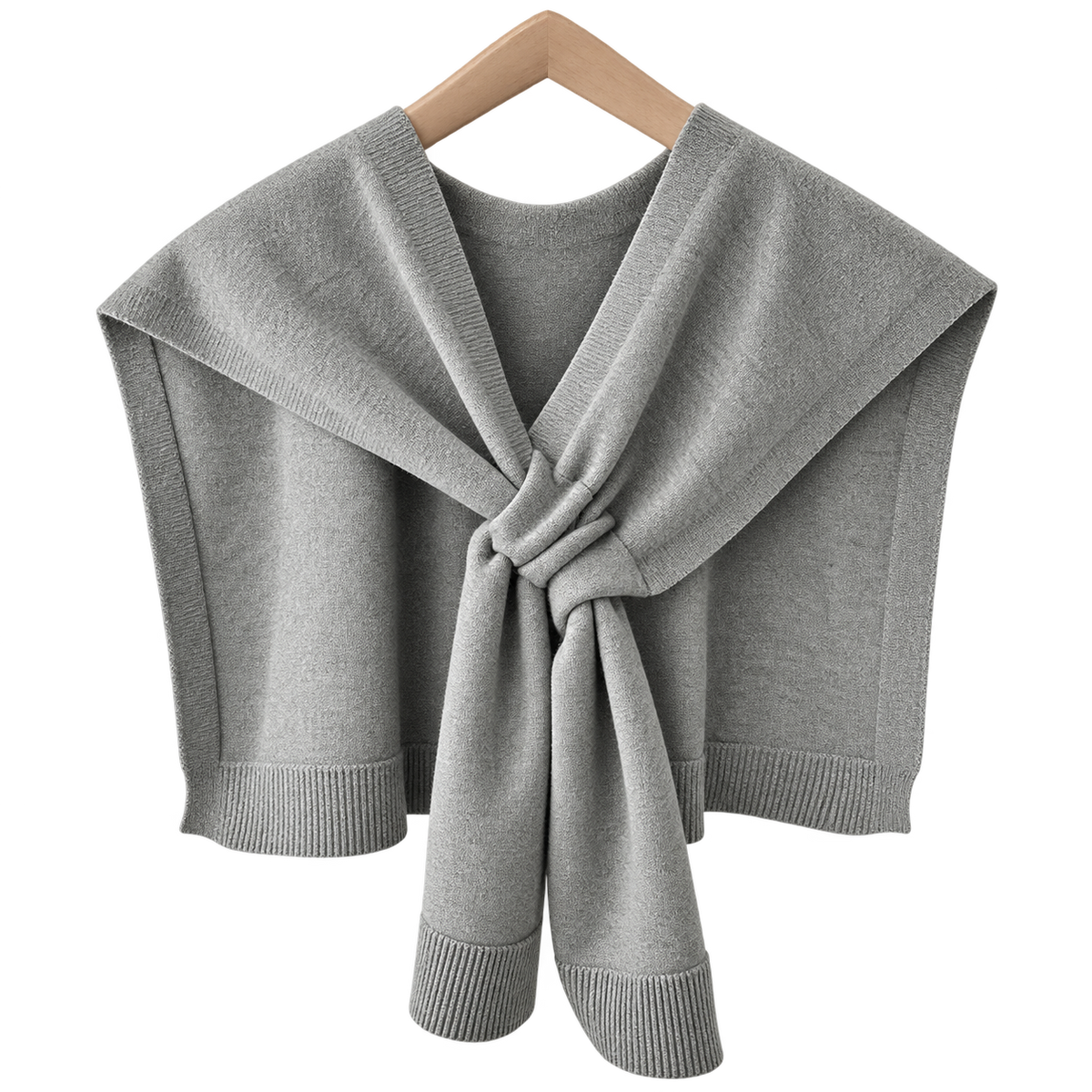 Knitted Crossed Solid Shawl – Grey