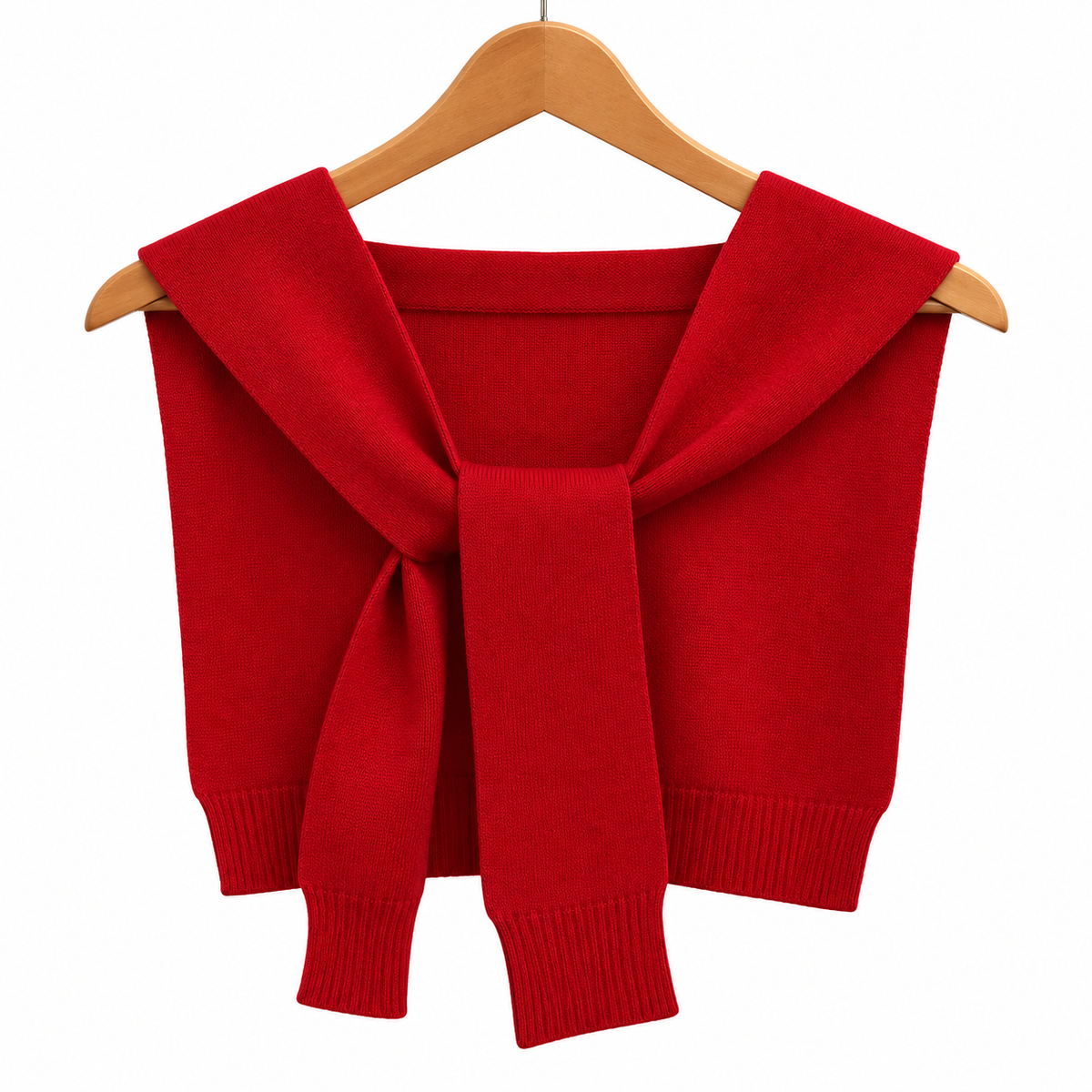 Knitted Crossed Solid Shawl – Red