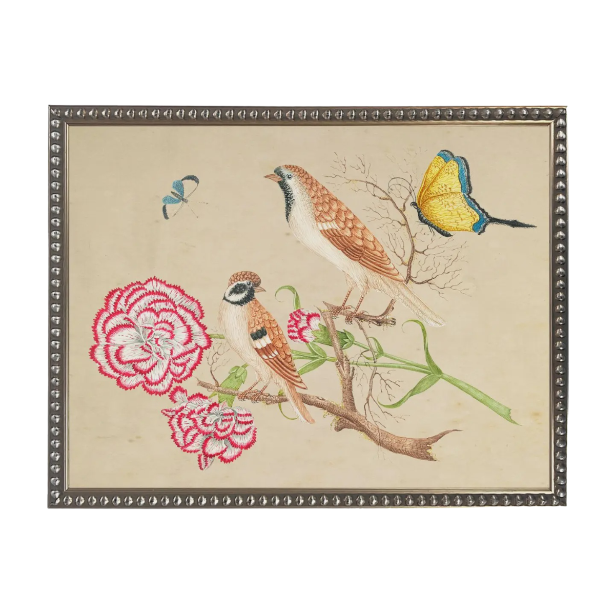 10 x 8 Birds on Distressed Background with Butterfly