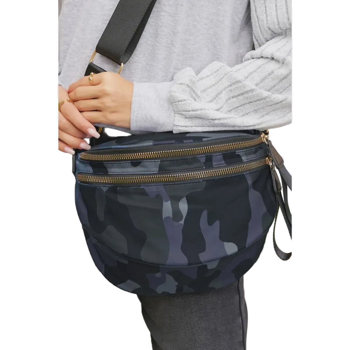 Black Camo Oversized Sling Bag