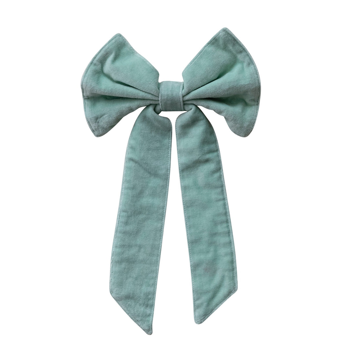 Small Cotton Velvet Clip-On Bow – Mint