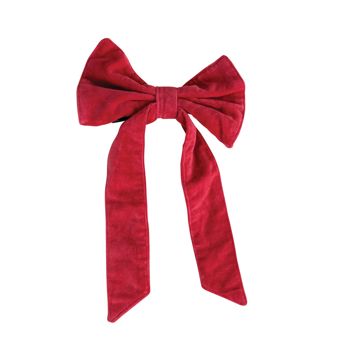 Small Cotton Velvet Clip-On Bow – Red