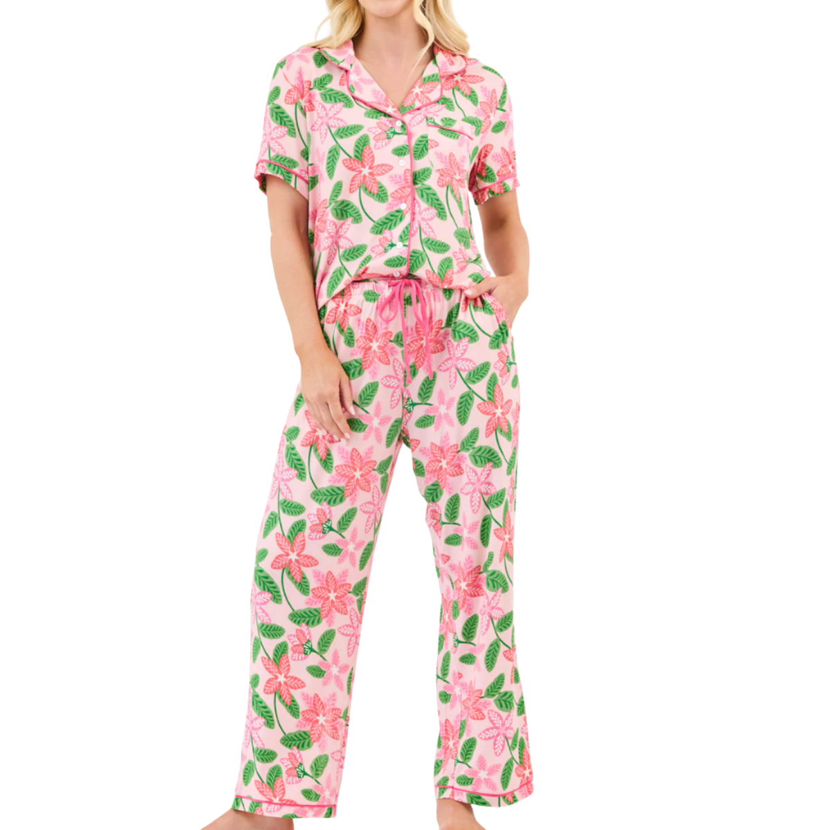 Pink & Green Floral Pajama Set