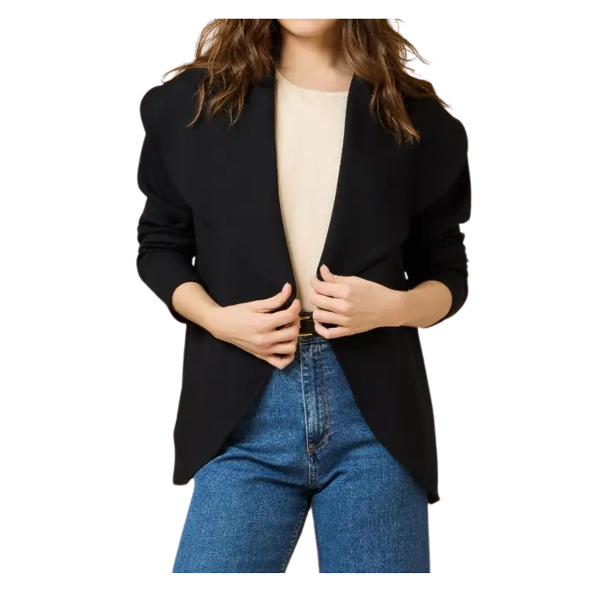 Dreamtech Exaggerated Collar Cardigan – Black